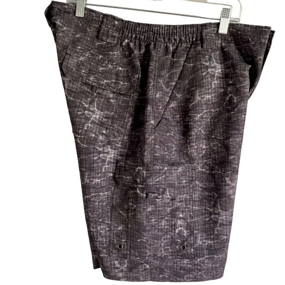 Reel Legends Bonefish Marble Print Board Shorts Pockets Men's Large NEW